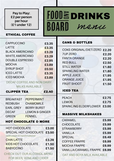 Our Food & Drink Menus .